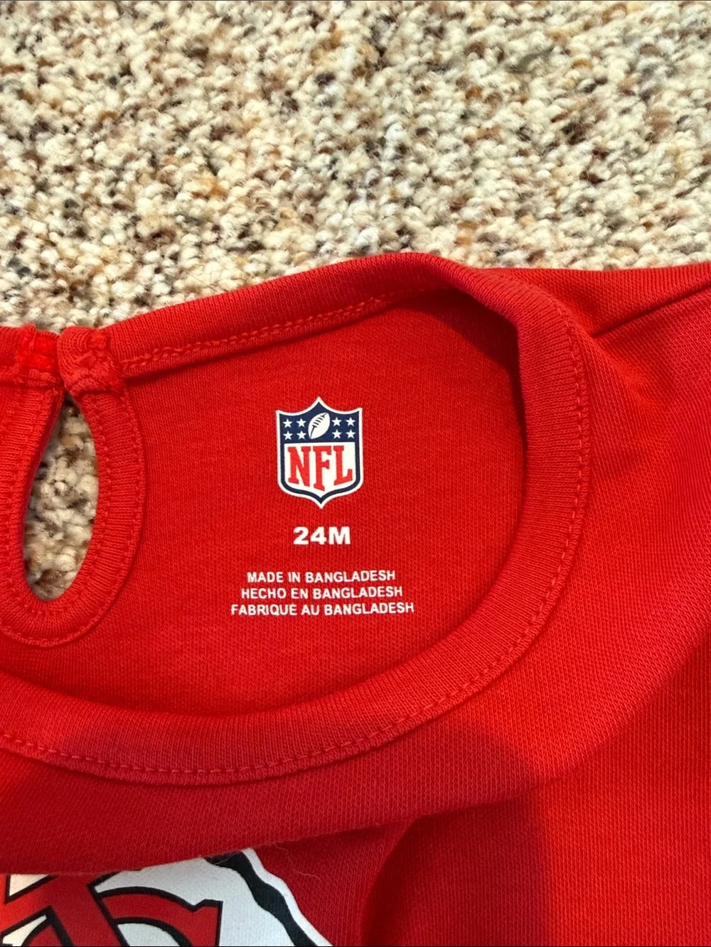 NFL Kansas City Chiefs Red and White Heart Print Girls Dress